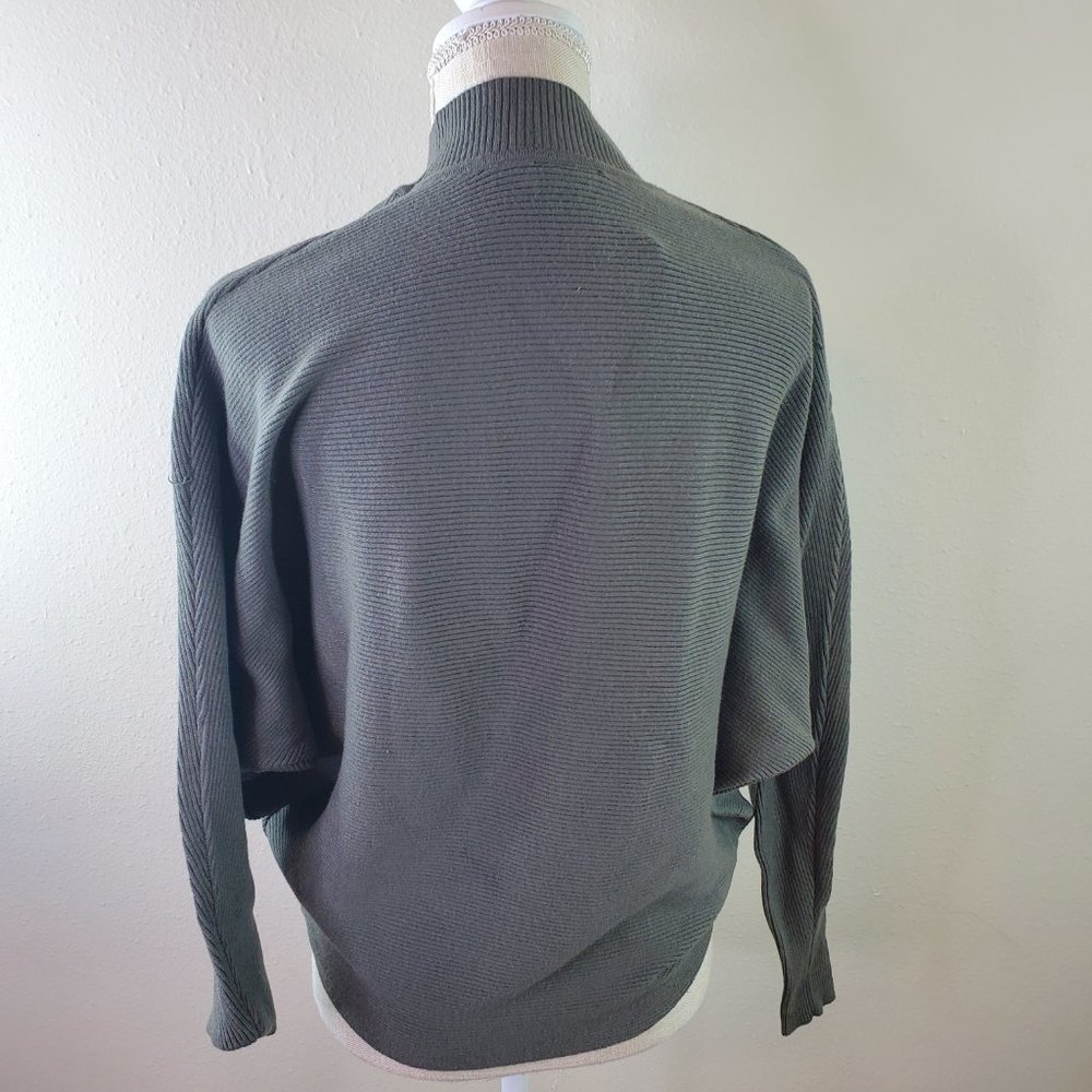 Evans Womens Olive Janie Ribbed Plus Size Mockneck Sweater - Picture 2 of 7